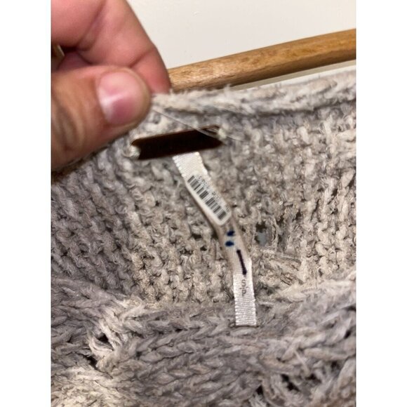 Free People Chunky Oversized Knit Grey Sweater Long-Sleeve Loose Fit For Women - Picture 3 of 7